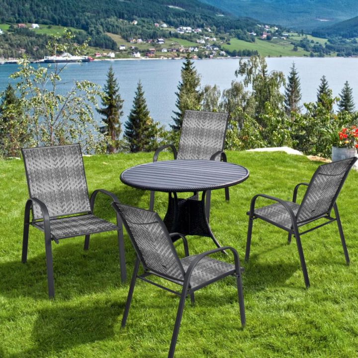 Hivvago Set of 6 Outdoor PE Wicker Stackable Chairs with Sturdy Steel Frame