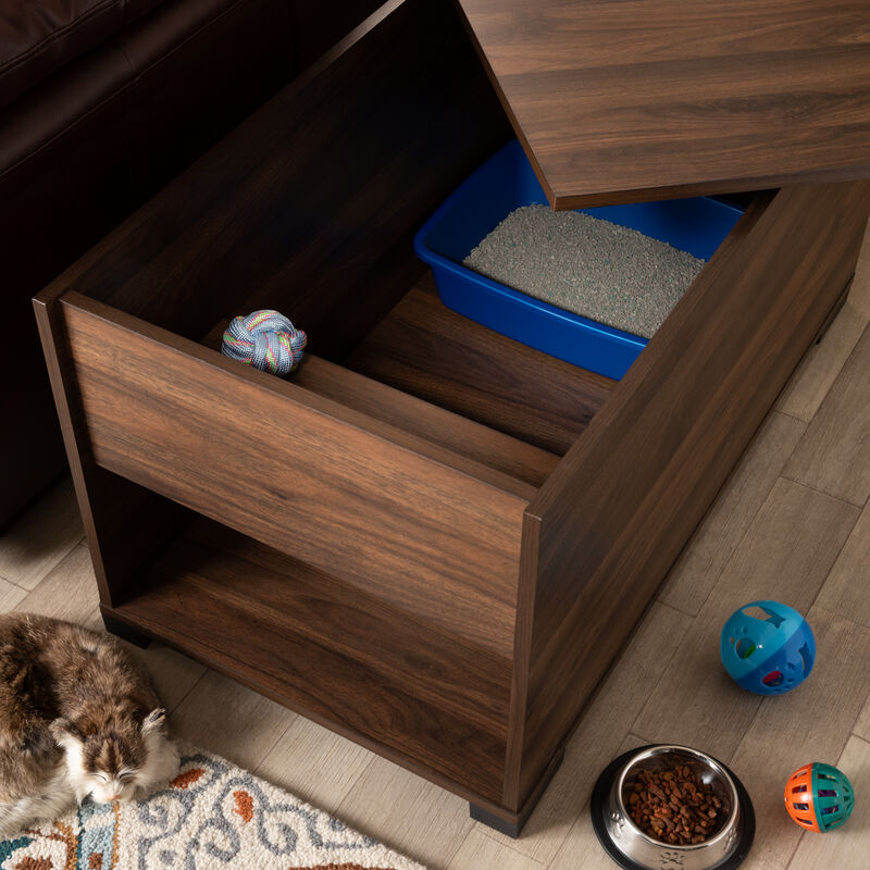 Baxton Studio Skylar Modern Walnut Brown Finished Cat Litter Box Cover House