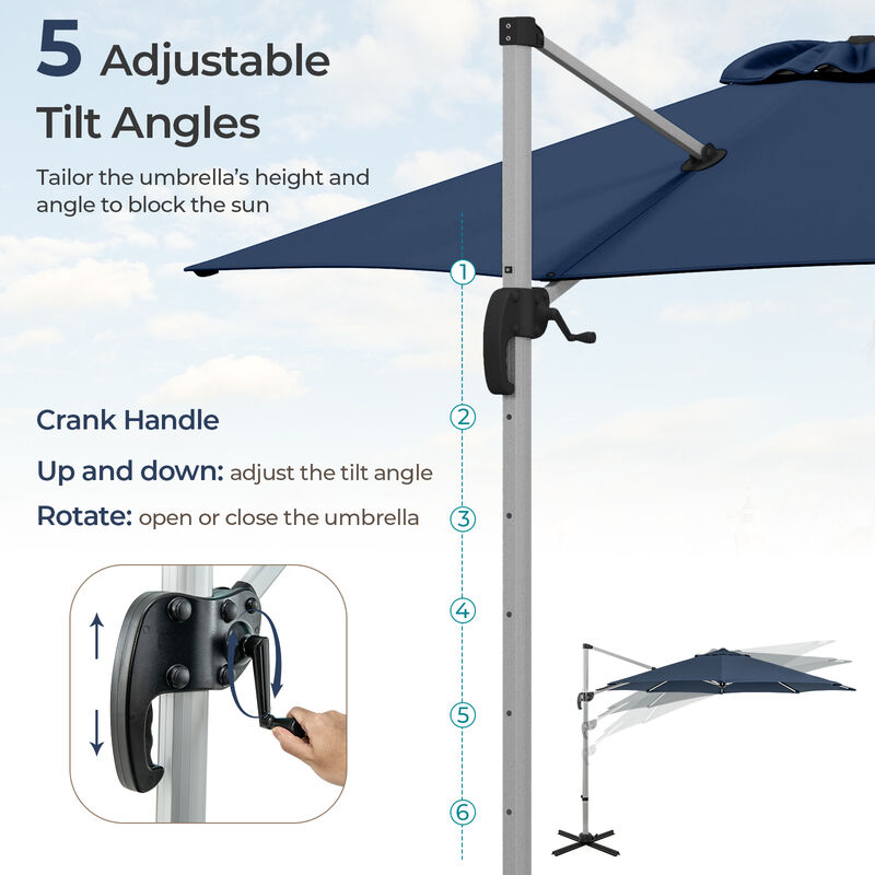 11 FT Outdoor Patio Umbrella with 360° Rotation and Adjustable Tilt-Navy