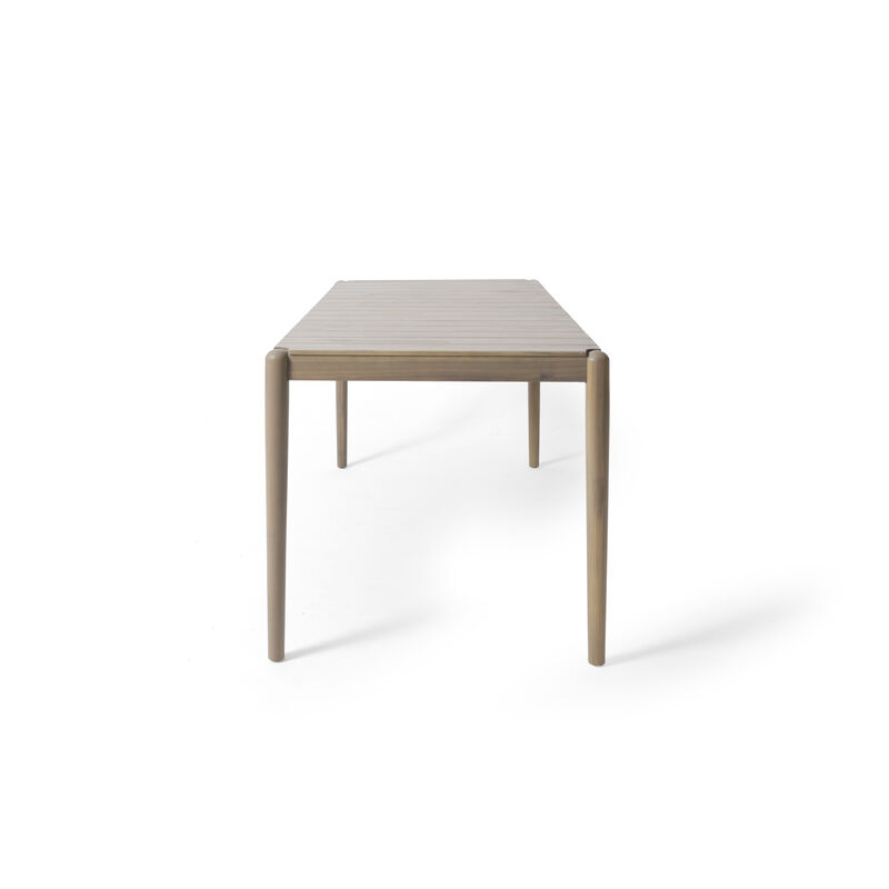 Siaz Dining Table, Rectangular 68 Inch, Slat Panel Design, Light Brown Wood - Benzara
