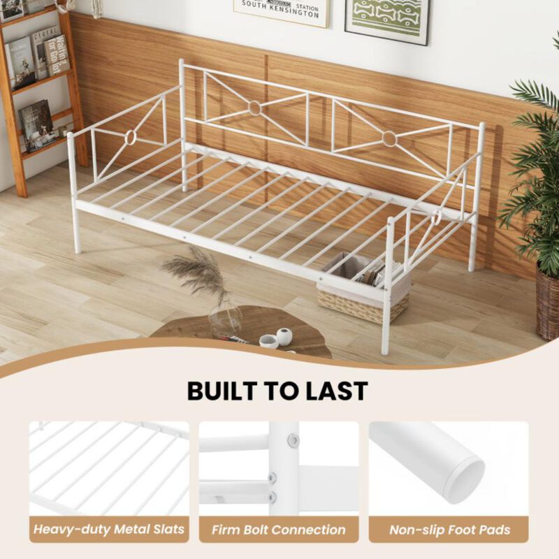 Hivvago Metal Daybed Twin Bed Frame Stable Steel Slats Sofa Bed