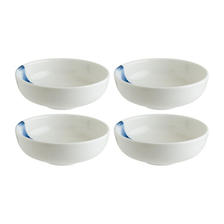 Blue Wave dia.5.5" h:2" 15 oz. Round Decorated Porcelain Bowl (Set of 4)
