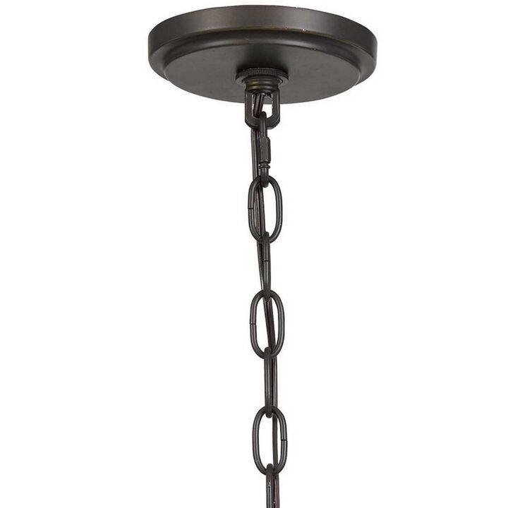 Metal Chandelier with 4 Candelabra Holders, Black and Gold-Benzara