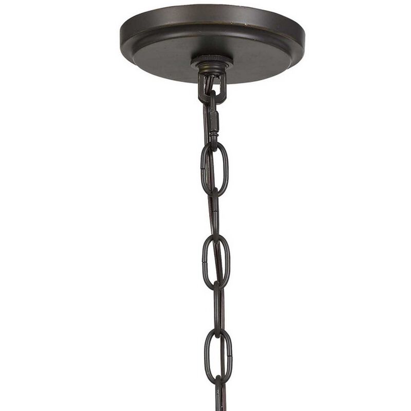 Metal Chandelier with 4 Candelabra Holders, Black and Gold-Benzara