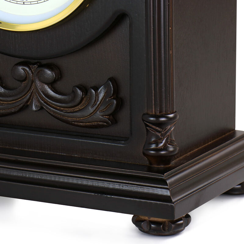 Bedford Clock Collection Chocolate Wood Mantel Clock with Chimes