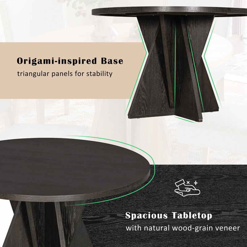 Merax Retro 5-Piece Round Dining Table Chairs Set