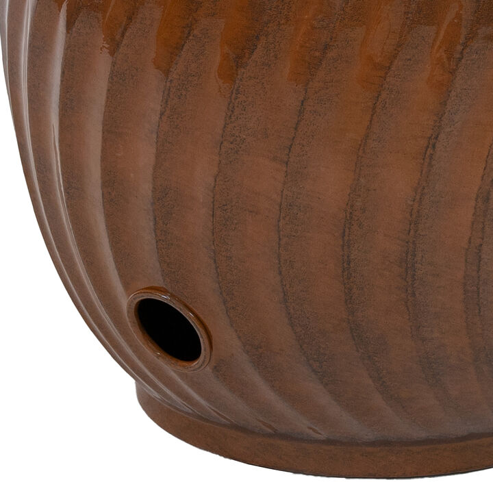 Decorative Metal Garden Hose Pot with Lid