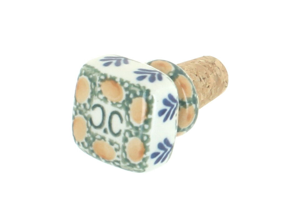 Blue Rose Polish Pottery Saffron Wine Cork