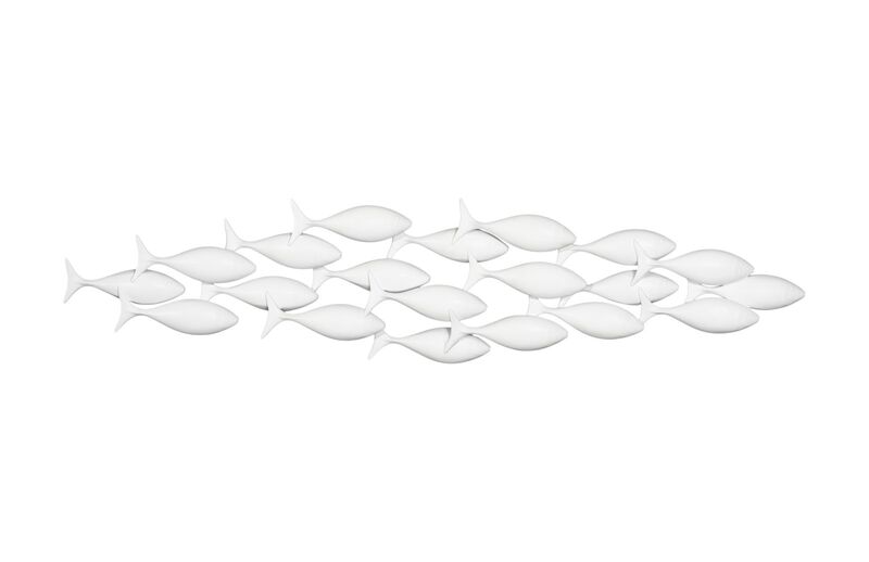 School of Fish Wall Art in Matte White