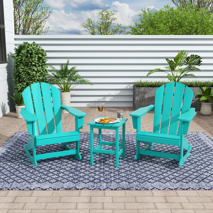 WestinTrends 3-Piece Outdoor Patio Rocking Adirondack Chairs with Side Table Set