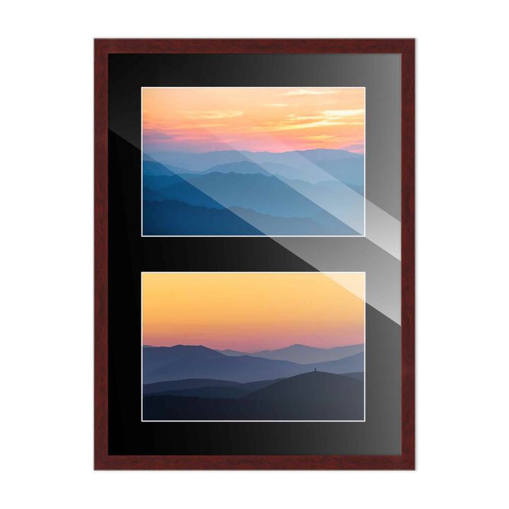 11x14 Wood Collage Frame with Black Mat for 2 5x7 Pictures