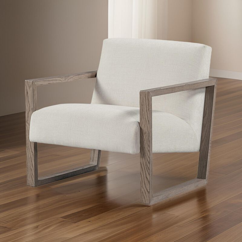 Cvi 31 Inch Armchair, Cushioned Seat, Taupe Framed Legs, Beige Upholstery - Benzara