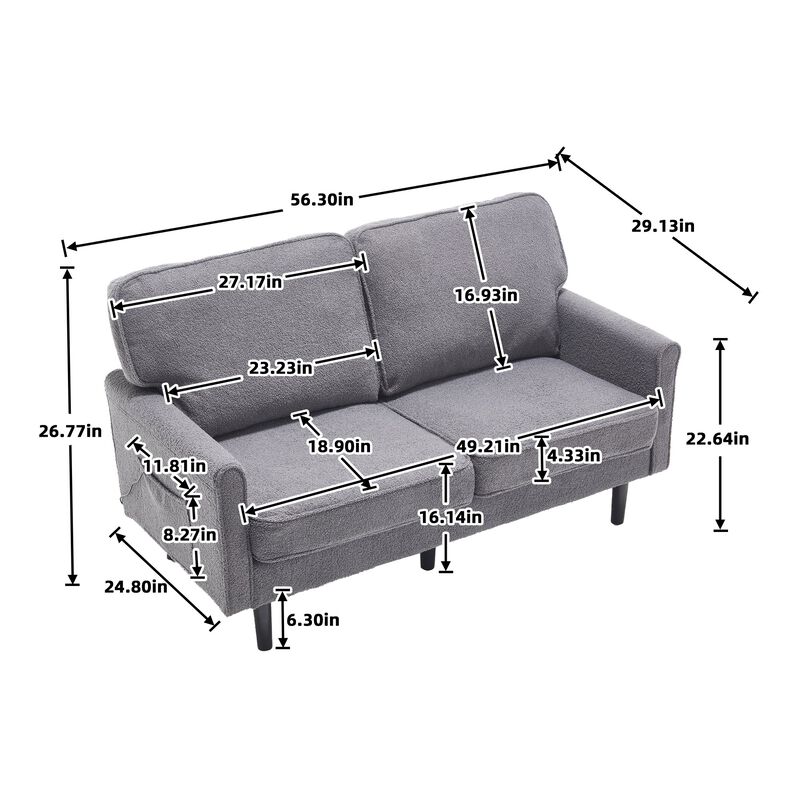 Mondawe Bouclé Loveseat Sofa, 2 Seater Small Sofa Couches with USB & Removable Pillow Cover