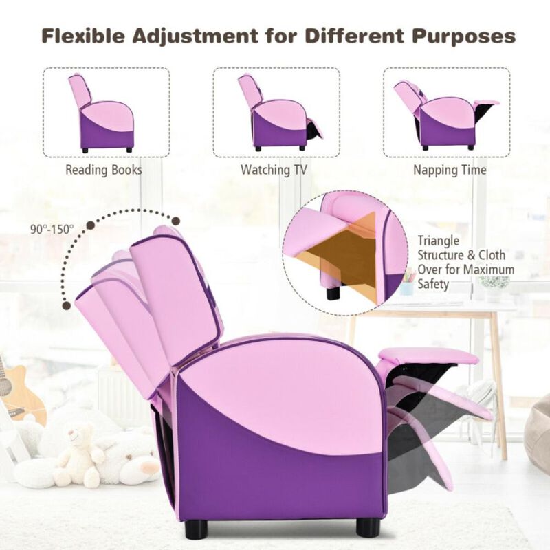 Hivvago Kids Leather Recliner Chair with Side Pockets