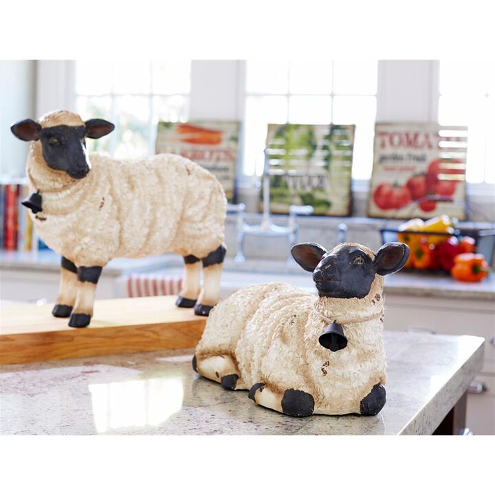Sheep Set of 2 in Polyresin for Rustic Home and Farmhouse Decor