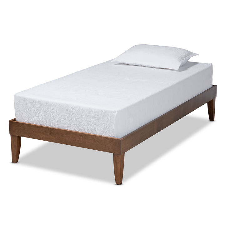 Baxton Studio Lucina Mid Century Modern Walnut Brown Finished Twin Size Platform Bed Frame