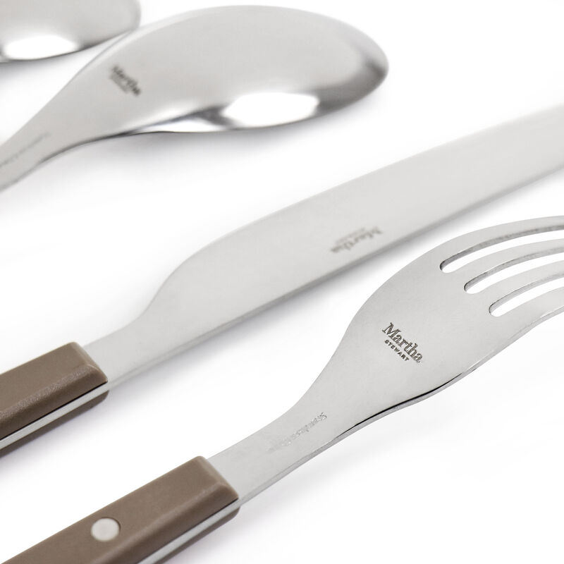 Martha Stewart Garden Cottage 16 Piece Stainless Steel Flatware Set in Taupe