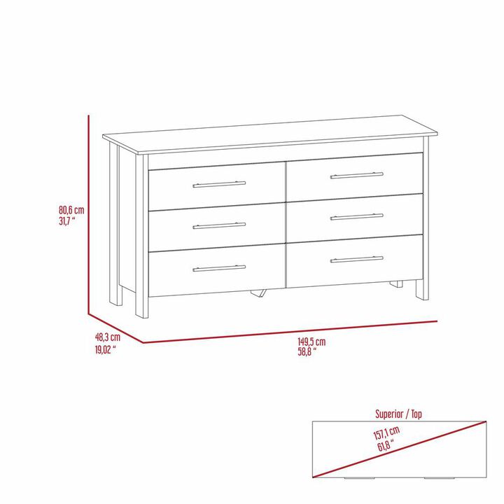 Luxor 6 Drawer Double Dresser