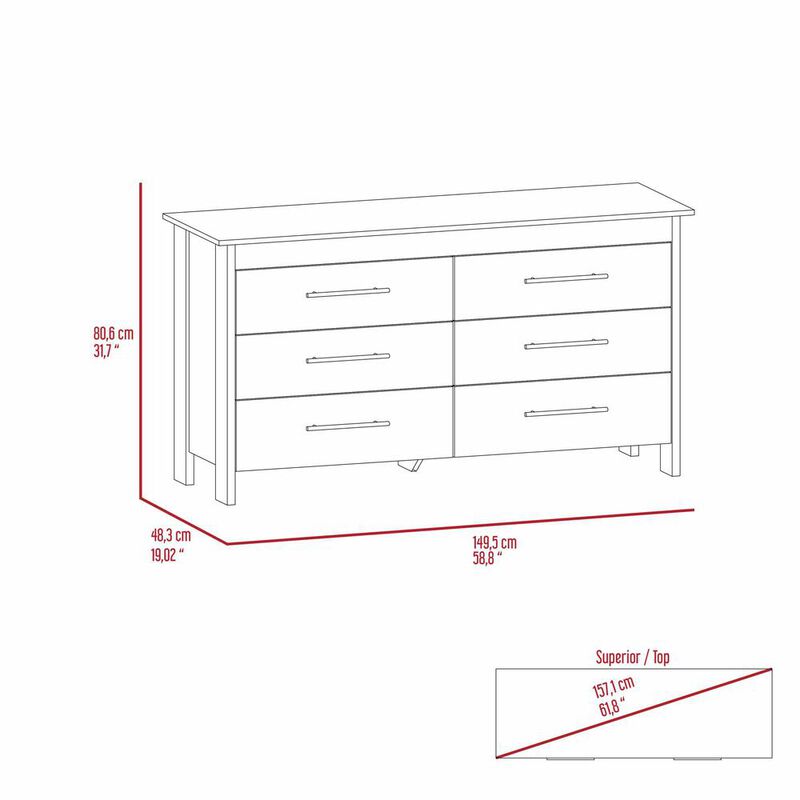 Luxor 6 Drawer Double Dresser