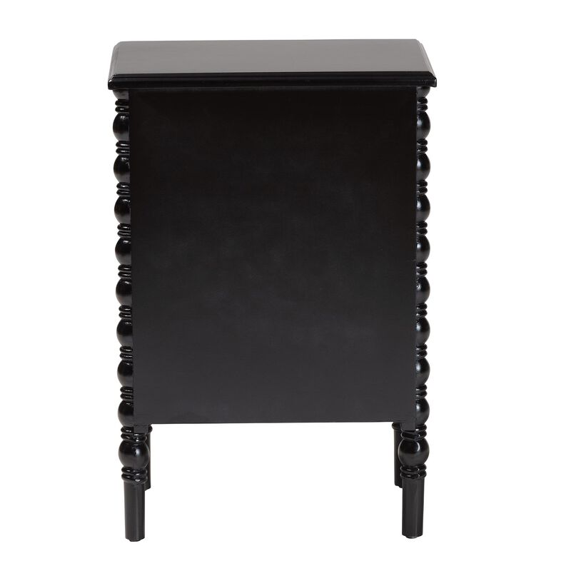 Baxton Studio Malinda Classic Black Wood 3 Drawer End Table with Spindle Legs
