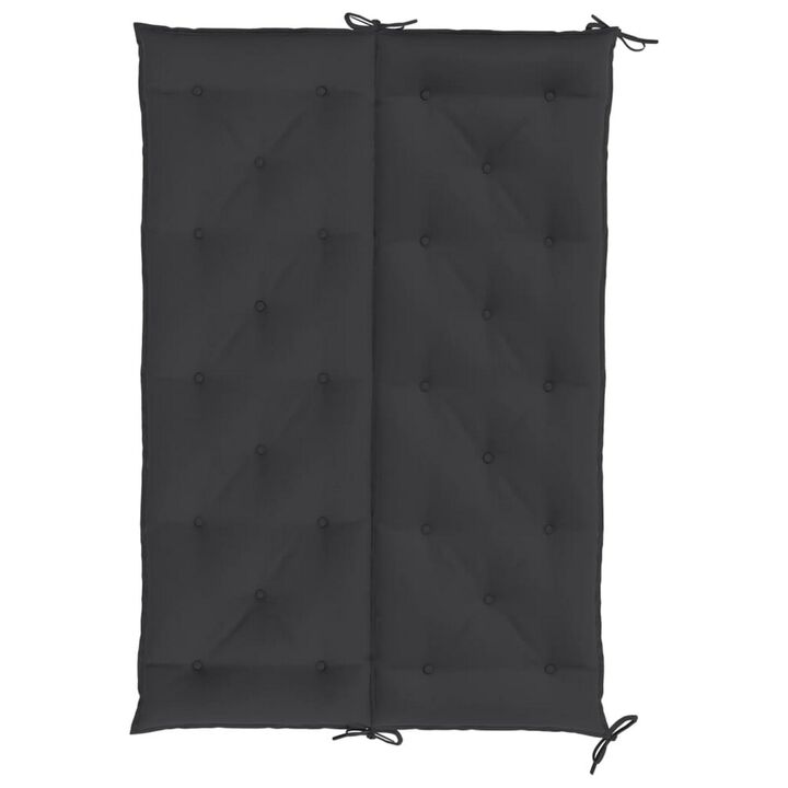Claire Outdoor Cushion for Bench, 59 Inch, Black Tufted Oxford Fabric - Benzara