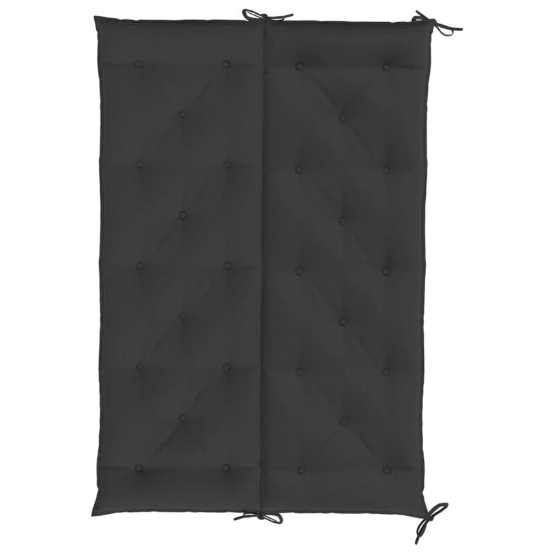 Claire Outdoor Cushion for Bench, 59 Inch, Black Tufted Oxford Fabric - Benzara