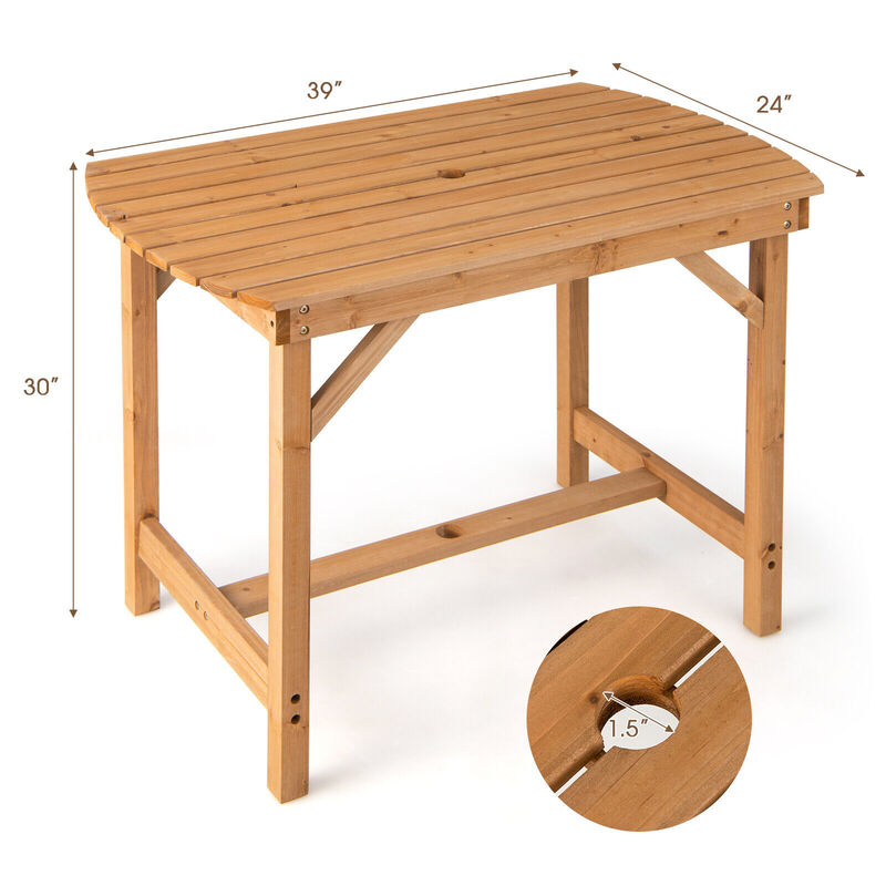 Outdoor Fir Wood Dining Table with Umbrella Hole