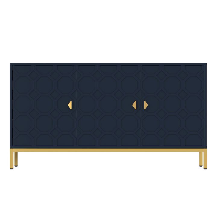 26.2 in. H Freestanding Storage Cabinet 3-Door Accent Cabinet in Blue