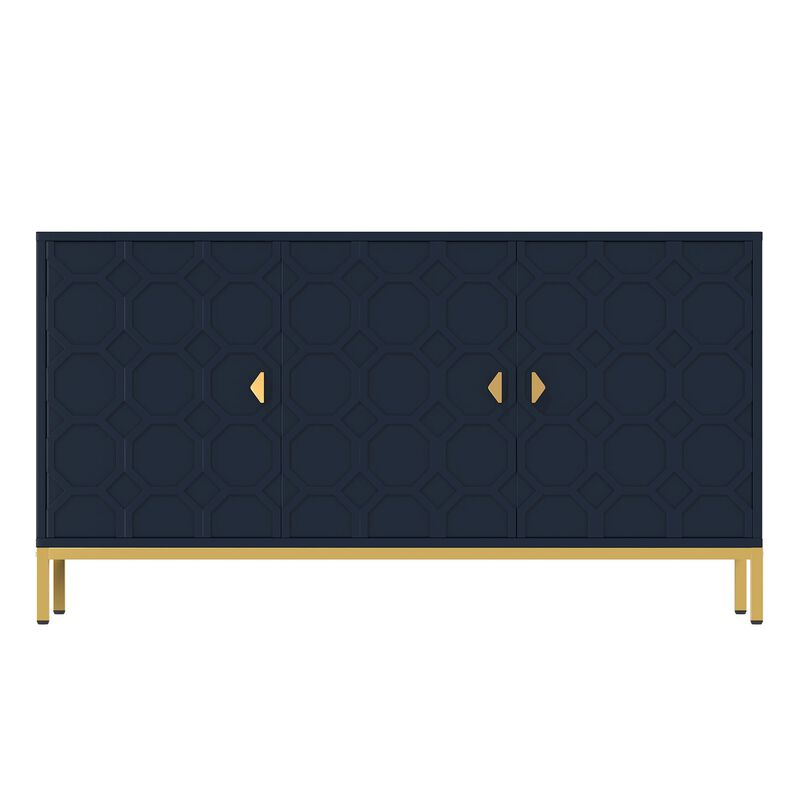 26.2 in. H Freestanding Storage Cabinet 3-Door Accent Cabinet in Blue