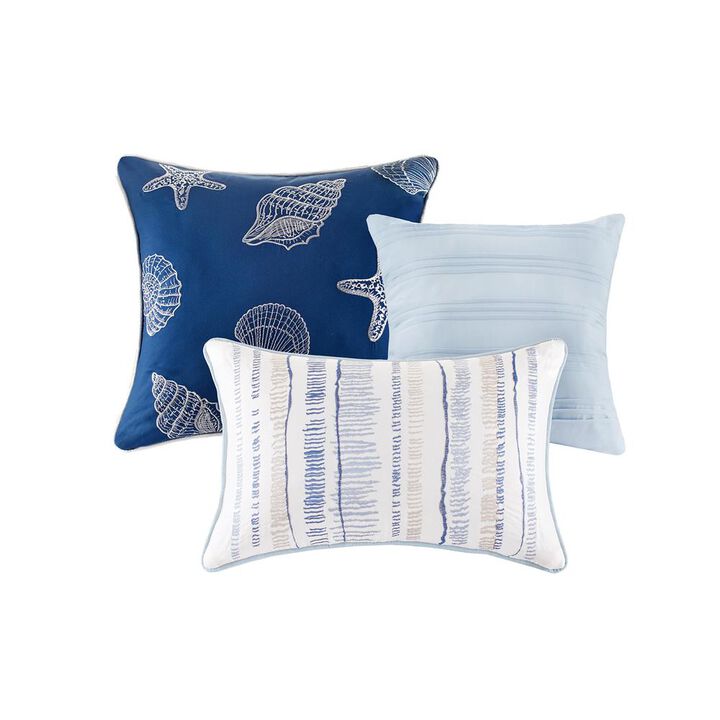 Belen Kox Coastal Blue Watercolor 6-Piece Coverlet Set, Belen Kox