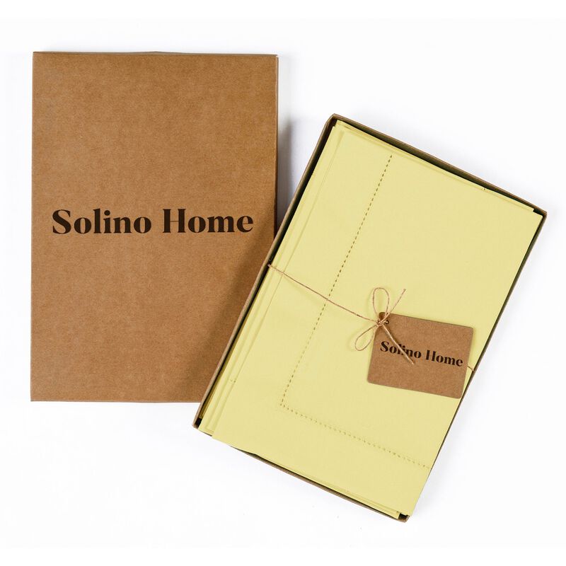 Solino Home Cotton Linen Hemstitch Dinner Napkins 20 x 20 Inch Set of 4