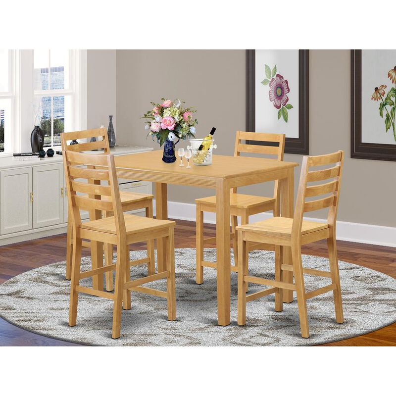 East West Furniture 5  PC  counter  height  pub  set-pub  Table  and  4  Kitchen  Chairs.