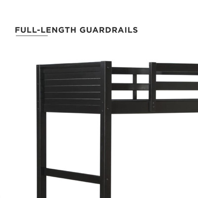 Atwater Living Rollins Twin Wooden Loft Bed with Ladder and Safety Railings