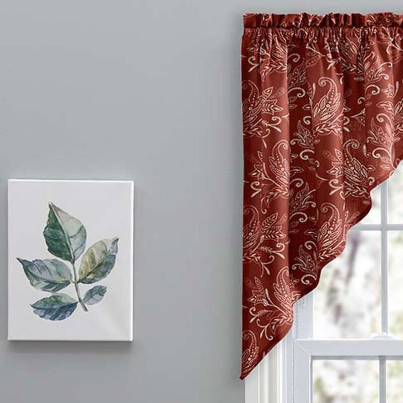 Ellis Curtain Lexington Leaf Pattern on Colored Ground Tailored Swags