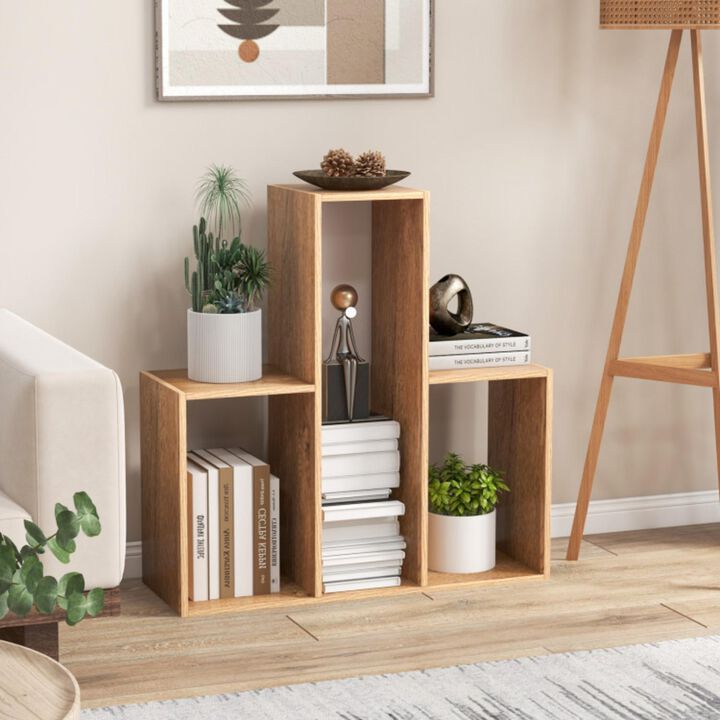 Hivvago Convex Bookshelf 3-Shelf Open Bookcase Room Organizer with Anti-Toppling Device