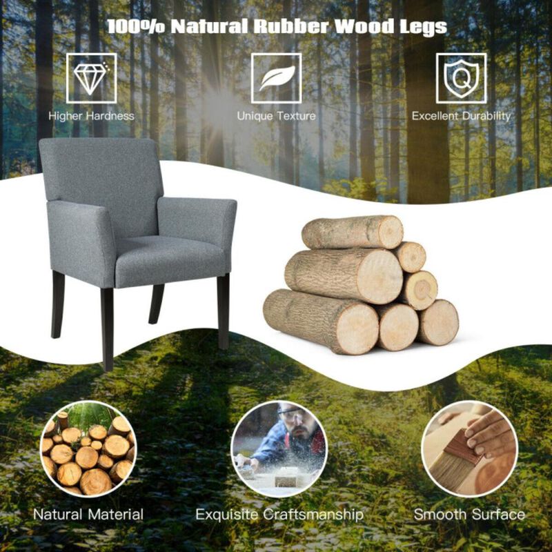 Hivvago Fabric Upholstered Executive Guest Armchair with Rubber Wood Legs