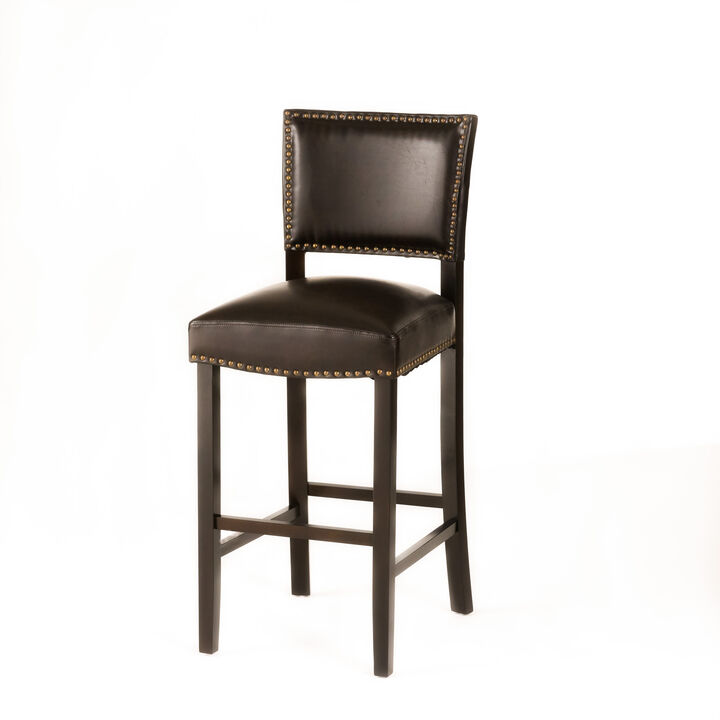 Contemporary Nailhead Barstools with Rubberwood Legs