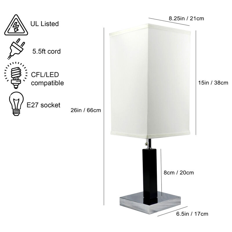 26" H Brown Square Wooden Table Lamp (1 Piece) (0.92/5.55)