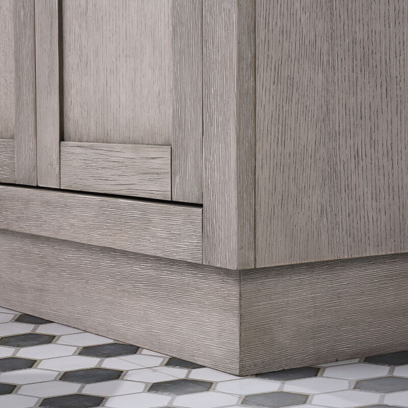 Chestnut 30 In. Single Sink Carrara White Marble Countertop Bath Vanity In Grey Oak with Oil Rubbed Bronze Hardware