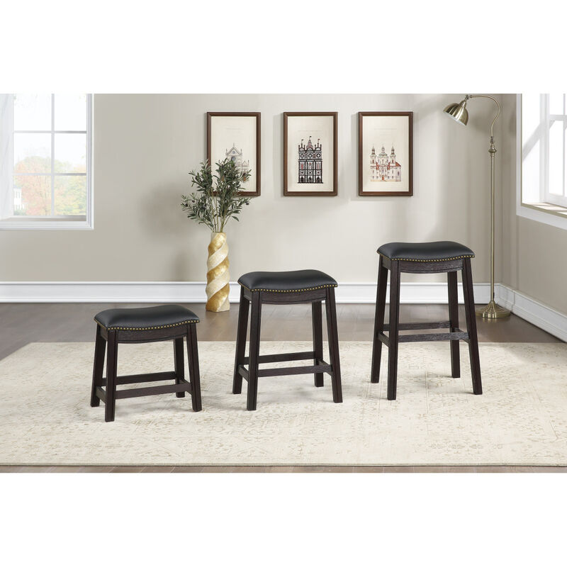 Black PU Upholstery Barstool, Set Of 2