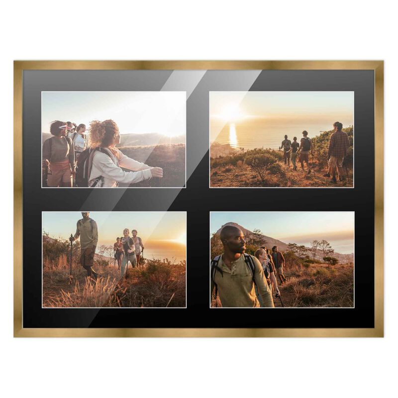 12x16 Wood Collage Frame with Black Mat For 4 5x7 Pictures