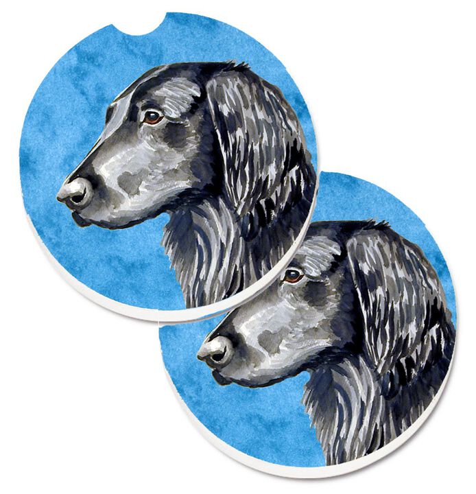 Caroline's Treasures Blue Flat Coated Retriever Set of 2 Cup Holder Car Coasters LH9366BUCARC, 2.56, Multicolor