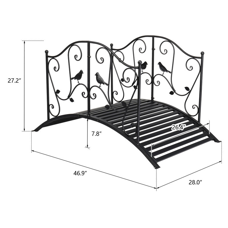 Stylish Courtyard Iron Handrail with Arched Design and Bird Motif
