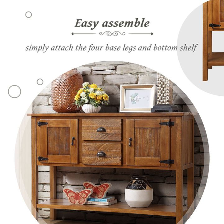 Retro Style Solid Wood Sideboard with Drawers & Cabinets