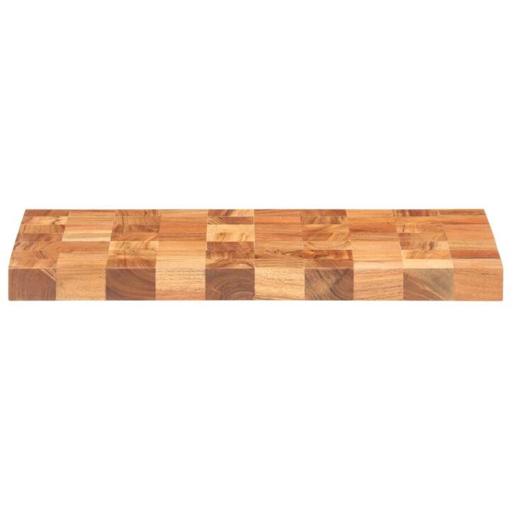 vidaXL Solid Acacia Wood Cutting Board - Brown Wooden Board with 1.5" Thickness and Finger Groove - Dimensions: 19.7" x 13.4"