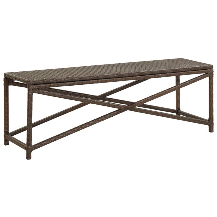 vidaXL Garden Bench 47.2" Poly Rattan Brown