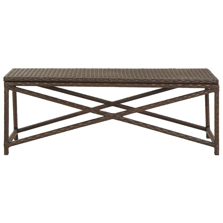 vidaXL Garden Bench 47.2" Poly Rattan Brown