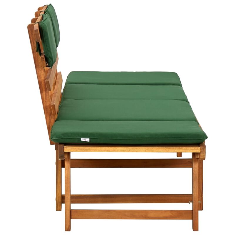 vidaXL Garden Bench with Cushions 2-in-1 74.8" Solid Acacia Wood
