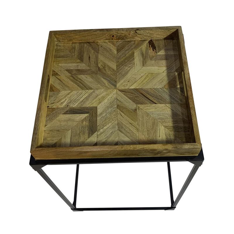 Carolina Living Cooper Tray Table - Inlay Natural - Black