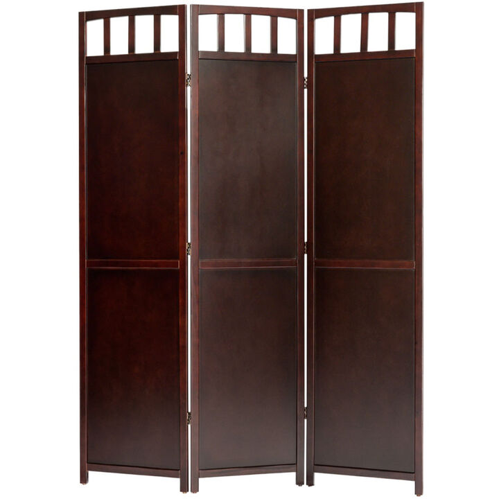 Legacy Decor 4 Panel Solid Wood Room Screen Divider Black Finish